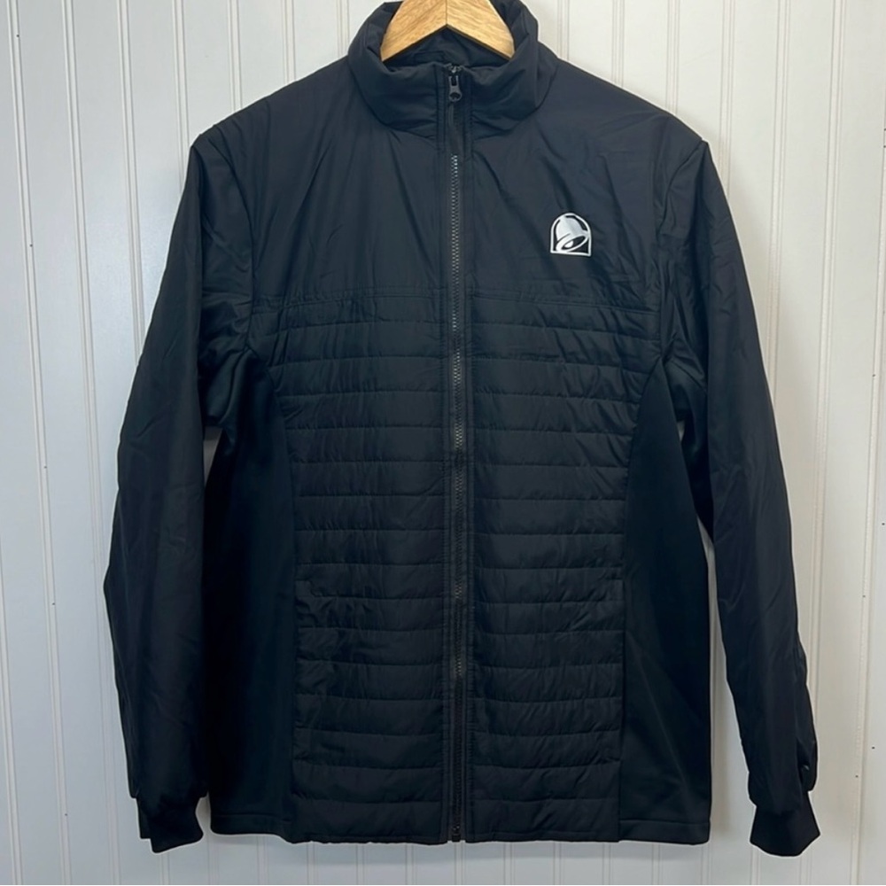 TACO BELL- puffer jacket with soft shell side panels. Size M Unisex.